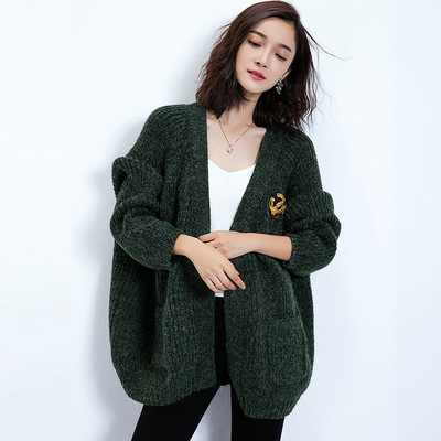 细腻时髦_慵懒随意2016冬季新款厚实品质毛衣女装外套