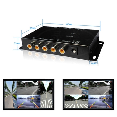 12V车载四路视频分割器 两路画面分屏器监控三路画面切换器带遥控
