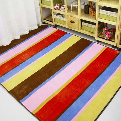 儿童地毯卡通动漫地毯彩虹条纹卧房客厅书房地垫脚垫床边毯