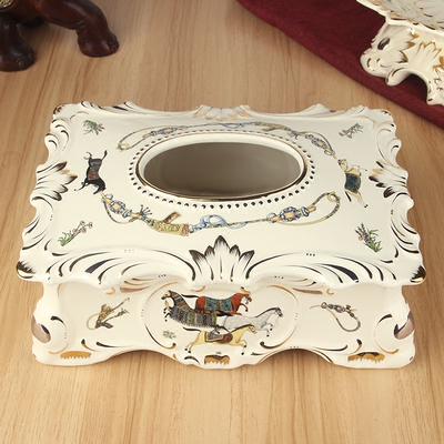 大号陶瓷欧式纸巾盒客厅茶几家用现代创意装饰摆件纸抽盒特价带盖