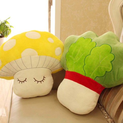 可爱卡通蘑菇白菜抱枕毛绒玩具蔬菜靠垫抱枕 创意午睡枕生日礼物