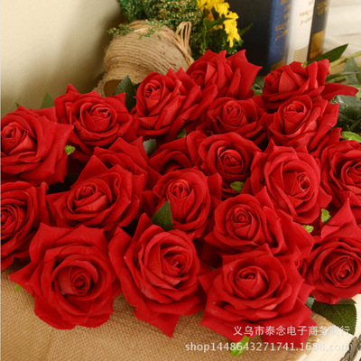 单支红玫瑰假花束布艺家居婚房装饰创意结婚礼品节庆用品促销礼物