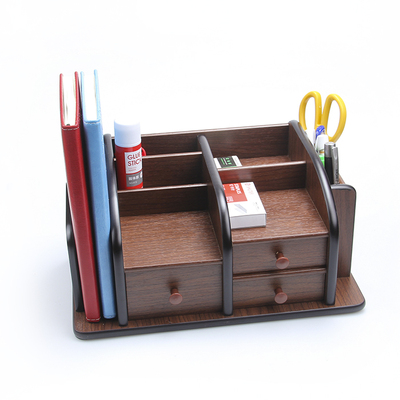 包邮多功能木质笔筒创意时尚办公收纳盒桌面组合笔座摆件可爱文具