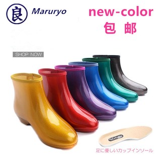 良牌 日本进口雨鞋女日本制时尚雨鞋闪亮胶鞋雨靴日本代购雨鞋