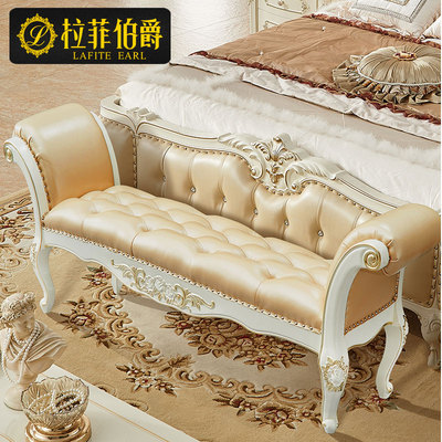 床尾凳欧式 法式高端奢华实木换鞋凳子皮艺沙发长凳子床头凳床榻
