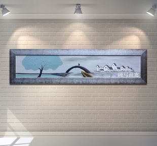 "光阴的故事"原创现代银框大型横幅长条抽象高档床头墙配挂画装饰