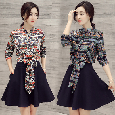 2016新品春秋季的韩版收腰显瘦假两件套欧美高端新连衣裙大牌潮