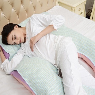 孕妇枕头护腰侧睡托腹天然亚麻凉席U型枕加长款夏季孕妇抱枕通用