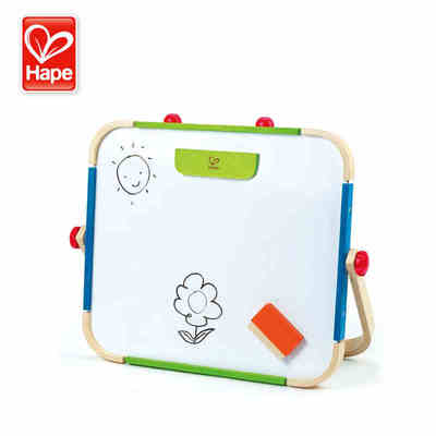 德国Hape儿童磁性画板宝宝写字板 多功能双面 一面实木益智玩具