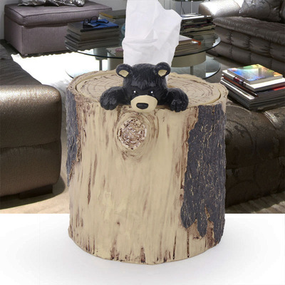 创意可爱动物家用纸巾盒 仿木家居装饰摆件纸抽盒 时尚小熊抽纸盒