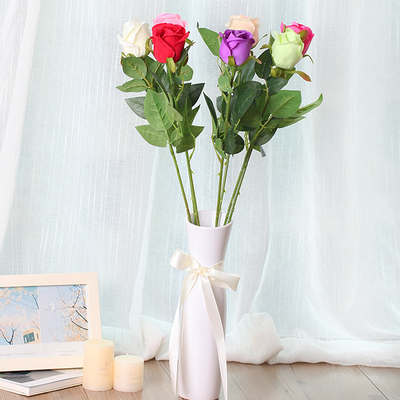 仿真玫瑰花套装绢花假花塑料花客厅装饰花单支餐桌摆件花束