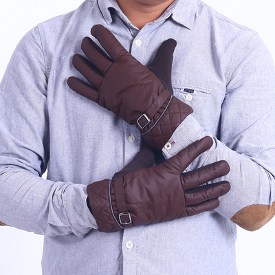 冬季男式手套加绒加厚触屏保暖户外防寒手套羽绒棉防滑骑开车手套