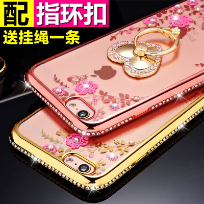 透明壳奢华保护套壳女iPhone6 plus电镀带钻手机壳苹果6s水晶钻