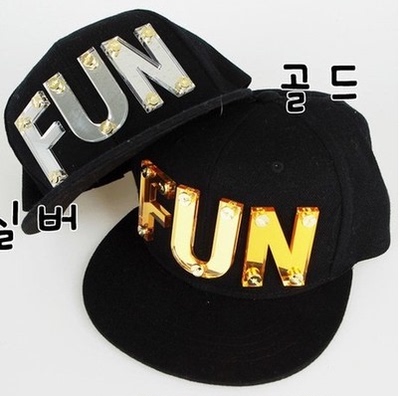 韩国进口正品代购 现货时尚水晶字母铆钉FUN嘻哈潮帽帽棒球帽男女