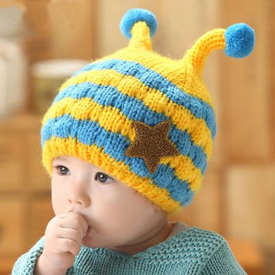 秋冬季儿童加绒毛线帽1-2岁宝宝保暖护耳帽婴儿男女童3-6-12个月