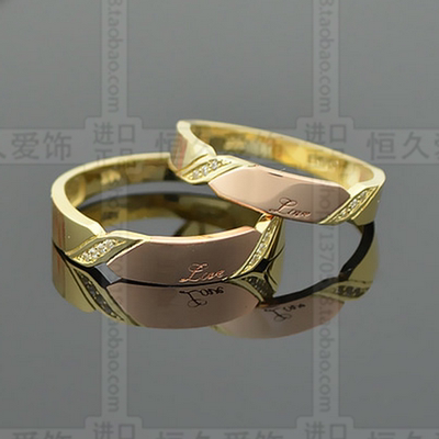 韩国进口正品纯14K18k黄金玫瑰金白金高贵时尚男女情侣对戒指专卖