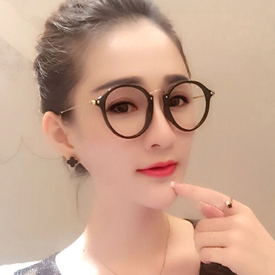 眼镜框女韩版潮复古无镜片框架透明圆形大平光镜眼睛镜架可配近视