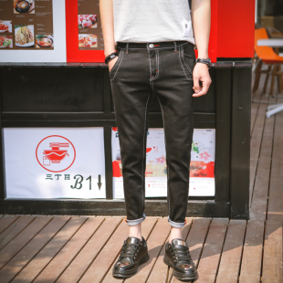 2016韩版男士弹力牛仔裤男修身 夏季日系男士复古潮流牛仔裤特色
