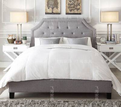 飞海美式 高质量 布艺床 复古美式床 别墅样板房 美式乡村软包床