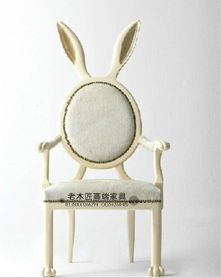 直销美式实木雕花书椅兔耳朵圆背扶手餐椅 样板房别墅书桌椅子