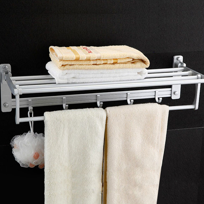 太空铝浴巾架活动可折叠卫生间太空铝毛巾架 加厚带衣钩