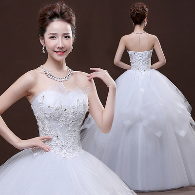 婚纱礼服2015新款冬季新娘结婚时尚抹胸蕾丝齐地简约韩版蓬蓬裙女