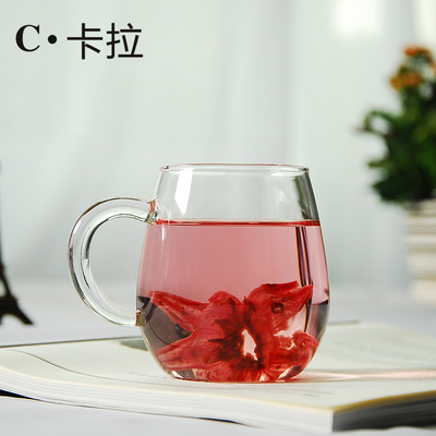 透明玻璃水杯子创意茶杯家用套装泡茶牛奶花茶果汁杯单层办公室杯