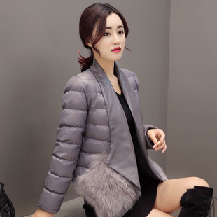 2016年秋冬季节新款时尚修身短款长袖韩版纯色翻领外套