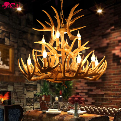 鹿角LED吊灯美式乡村客厅餐厅酒吧咖啡厅网吧灯灯具欧式创意吊灯