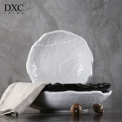 DXC创意盘子菜盘个性陶瓷餐盘家用瓷盘客厅水果盘黑白色日式餐具