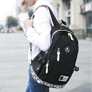 新款韩版帆布双肩包 男潮背包运动学院书包中学生女防水旅行包
