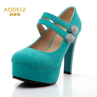 Aodelz奥迪驰 优雅韩版超高跟女单鞋时尚防水台粗跟浅口单鞋
