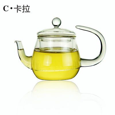 c卡拉透明玻璃茶壶茶具耐高温过滤泡茶壶创意玻璃水果花茶壶小号