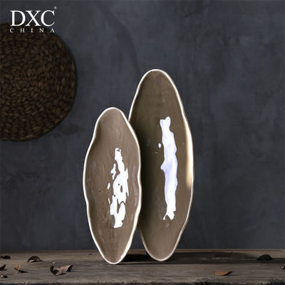 DXC创意陶瓷鱼盘 日式个性家用盘子菜盘 简约大号长方形鱼碟餐盘