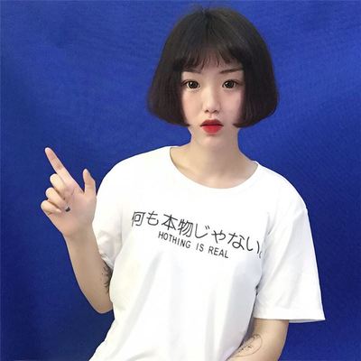 韩国ulzzang原宿bf风日系女装日文字母上衣短袖女学生学院风T恤潮