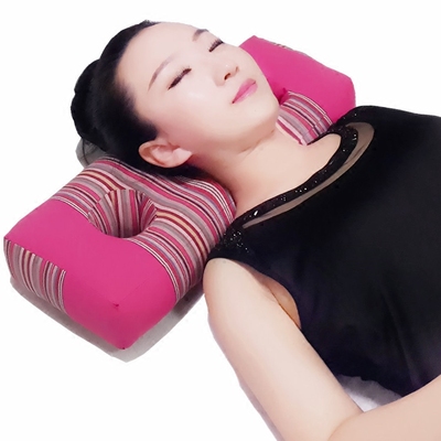 老粗布枕头三孔耳枕成人护颈枕荞麦皮枕头保健颈椎专用多孔护耳枕