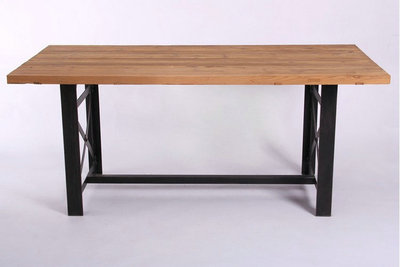 美式铁艺桌子餐桌实木茶几高档方桌长桌小户型做旧办公桌 画桌