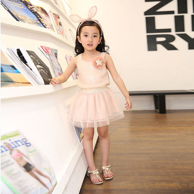 童装女童夏装2016新款套装裙子韩版小女孩两件套可爱公主裙15091
