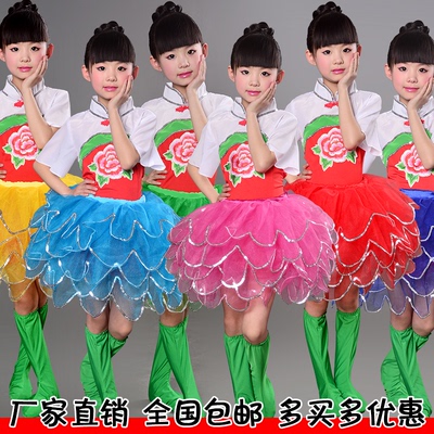 六一儿童演出服 编花篮舞蹈服装舞台蓬蓬纱裙一字裙幼儿活动表演