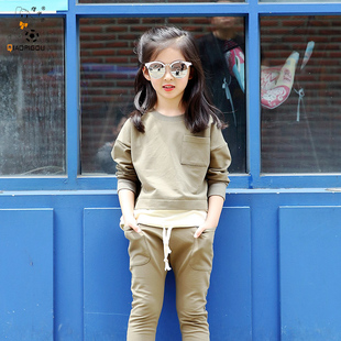 童装女童春秋新款 2016儿童卫衣中大童运动两件套韩版长袖套装潮