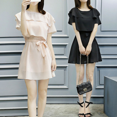 魅宠 夏季韩版新款雪纺公主连衣裙 淑女两件套裙子女气质背心裙