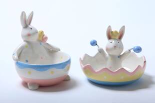 简约欧式现代时尚北欧 彩色陶瓷兔子糖果盘 家具家居软装饰品摆设