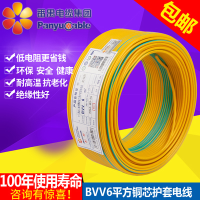 bvv6平方单股铜芯电缆电线耐高温线纯铜芯国际硬线家用家装包邮