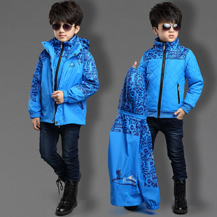 童装男童冬装外套2015新款中大儿童棉衣可拆冲锋衣三合一两件套