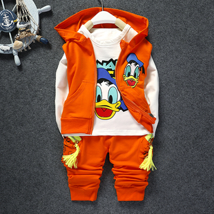 男童装新款春季纯棉儿童宝宝卡通运动套装三件套0-1-2-3-4岁包邮