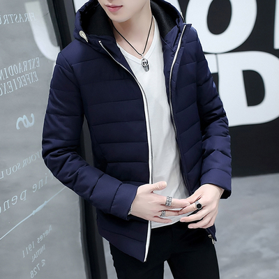 冬季青少年18大学学生男连帽修身时尚加厚棉袄外套韩版潮休闲棉衣