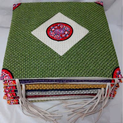 绑绳餐椅子方座垫中国贵州小数民族风刺绣亚麻质红木沙发海棉坐垫