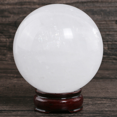 天然原矿石打磨白色球俗称水晶球有求必应冰州石办公家居风水摆件