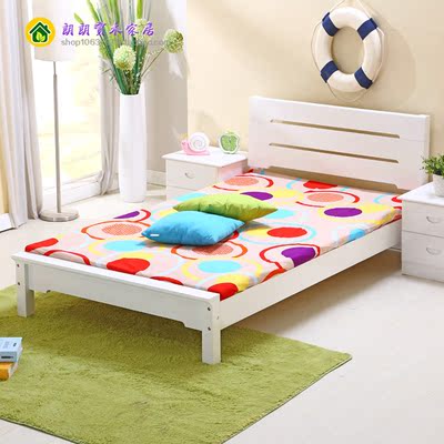 包邮实木床现代简约松木床1.5单人床双人床1.2儿童床成人床可定制