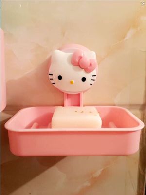 Hello kitty 凯蒂猫 可爱萌强力吸盘浴室置物架 壁挂卫生间肥皂盒